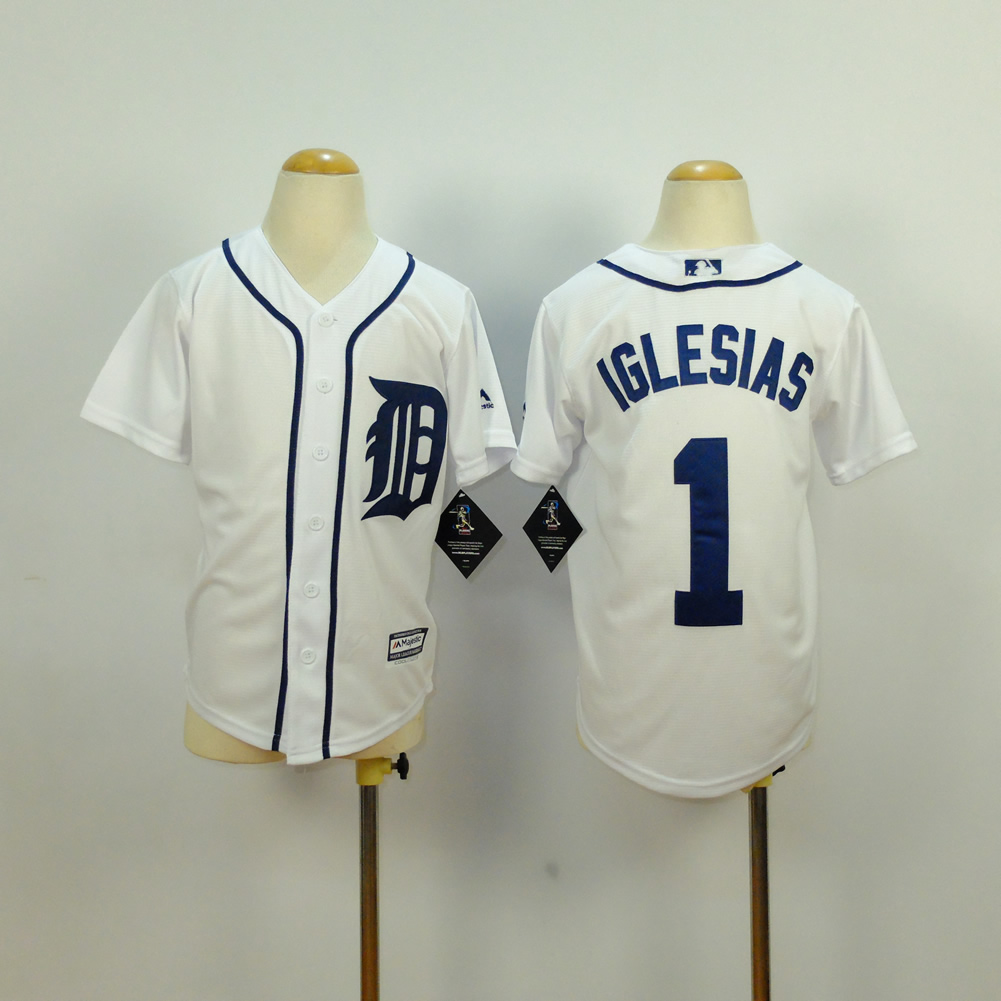 Youth Detroit Tigers #1 Iglesias White MLB Jerseys